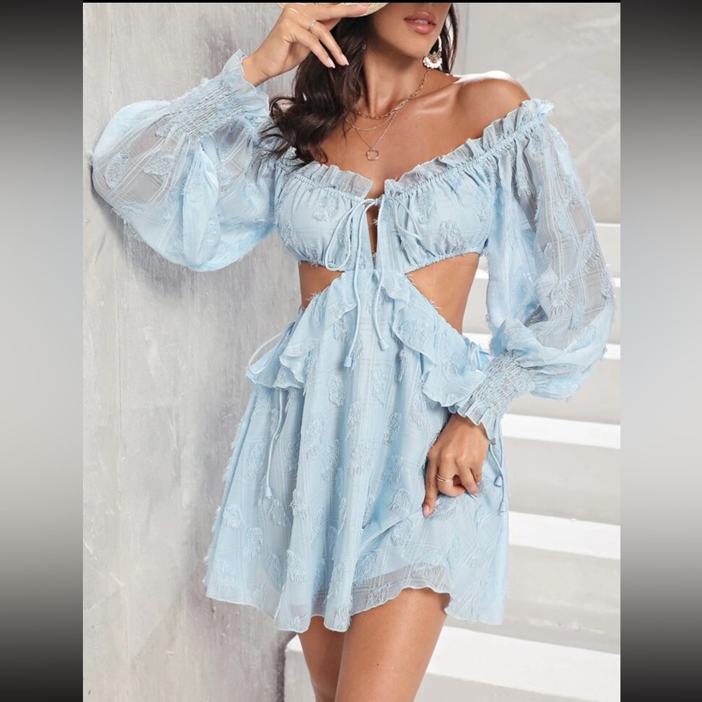 Blue cut out dress